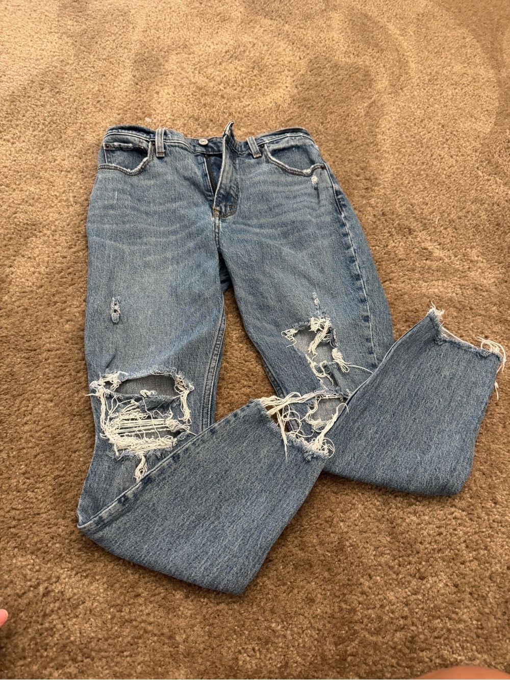 Abercrombie & Fitch High-Rise Distressed Light Blue Jeans